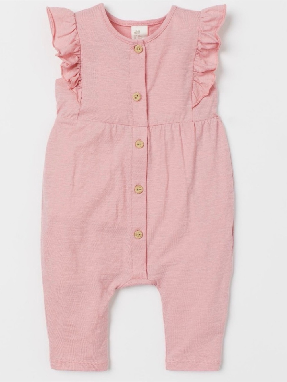 H&M Rose Pink Baby Button-Front One Piece. 6-9 Months.